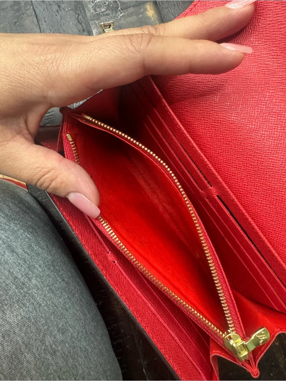 Louis Vuitton Sarah Wallet in Red with Monogram Canvas